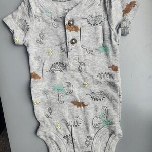 Gray Dinosaur Print Baby Onesie by Child of Mine